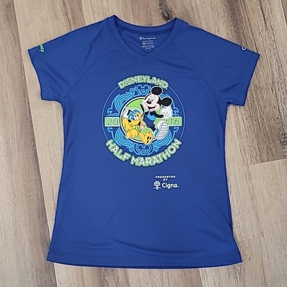 Disney Tops - NWOT RunDisney Champion Disneyland Half Marathon Race Shirt Medium Blue